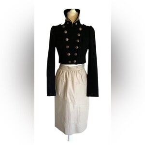 Genuine Leather Skirt – Beige – Women’s Small